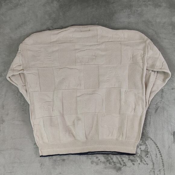 VTG Brimwick Sweater Men’s XL Glacier National Park Custom Knit USA Made Animals - Picture 2 of 7